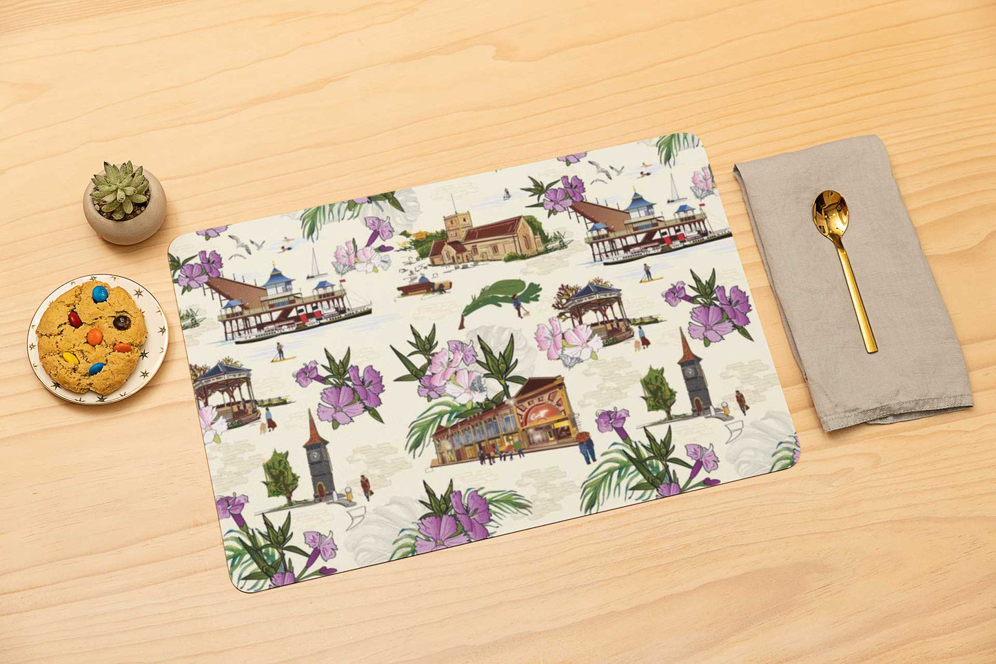 Patterned Clevedon Illustrated Wooden Placemats