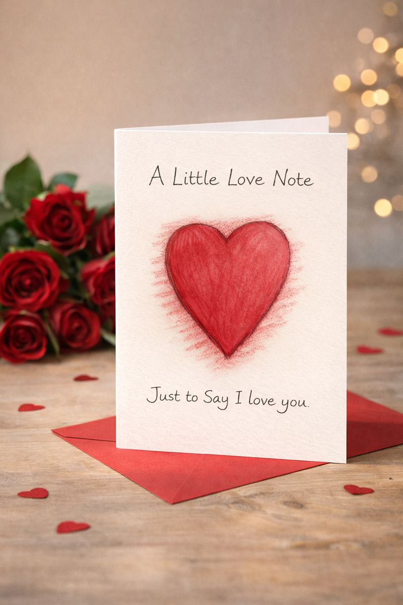 Hand drawn heart Valentine's Card