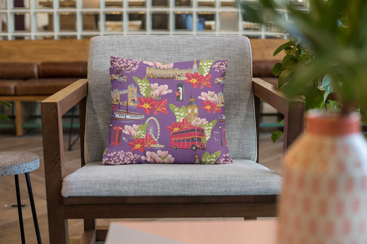 London Blooms Purple Cushion
