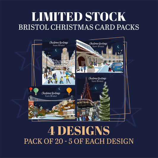 LIMITED RUN - packs of 20 cards. 4 Bristol Christmas Card designs
