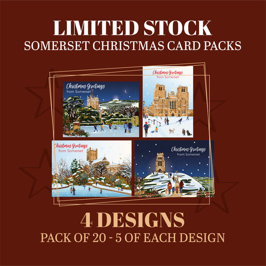 LIMITED RUN - packs of 20 cards. 4 Somerset Christmas Card designs
