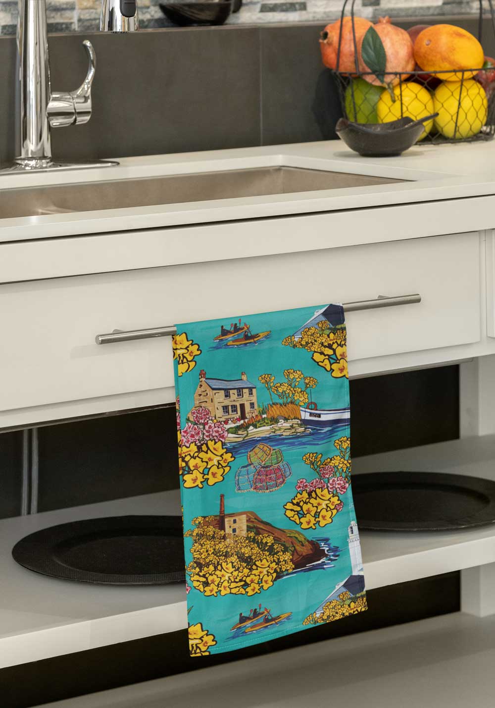 Coastal Cornwall: Teal Tea Towel