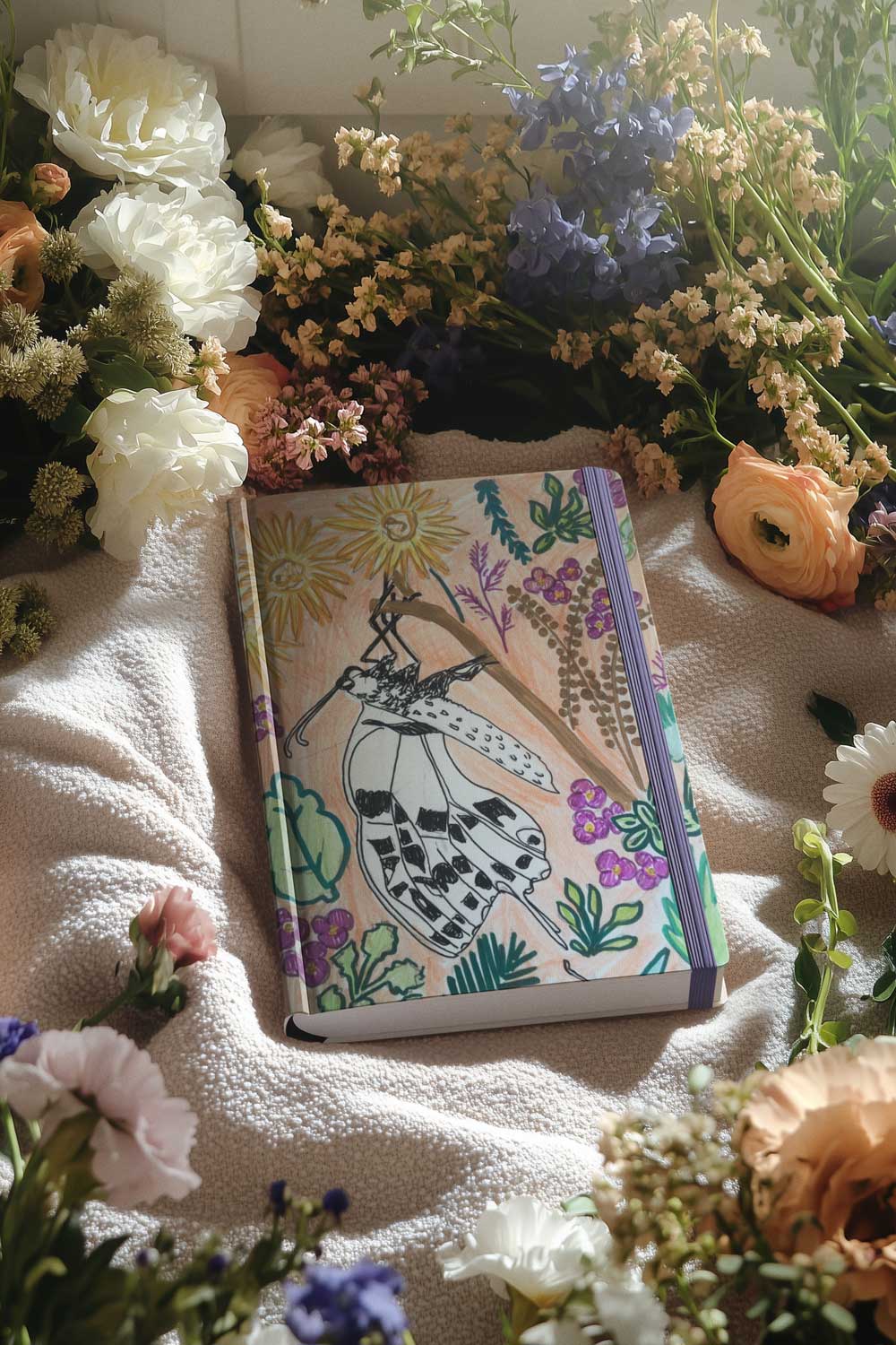 Botanical butterfly pattern notebook