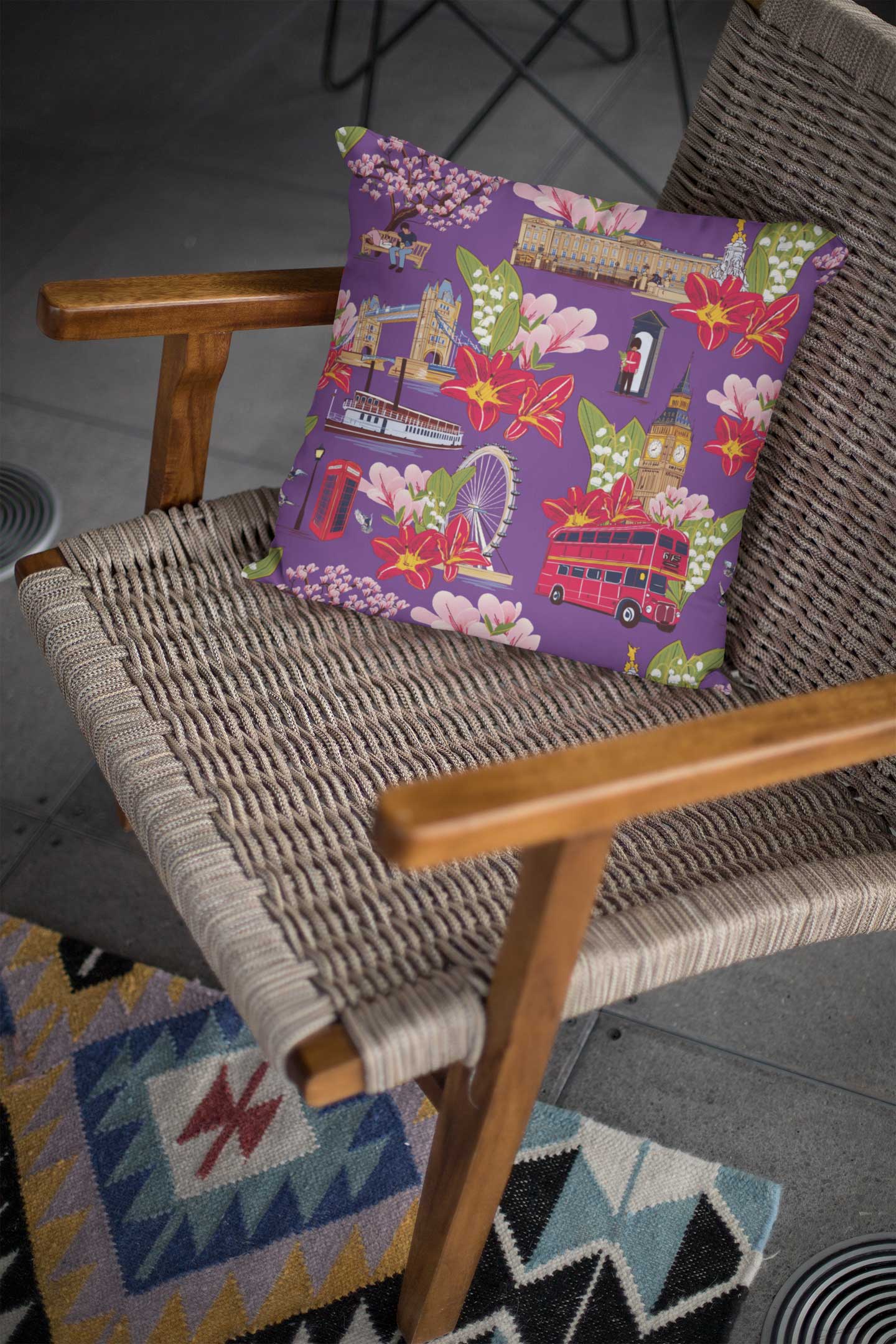 London Blooms Purple Cushion