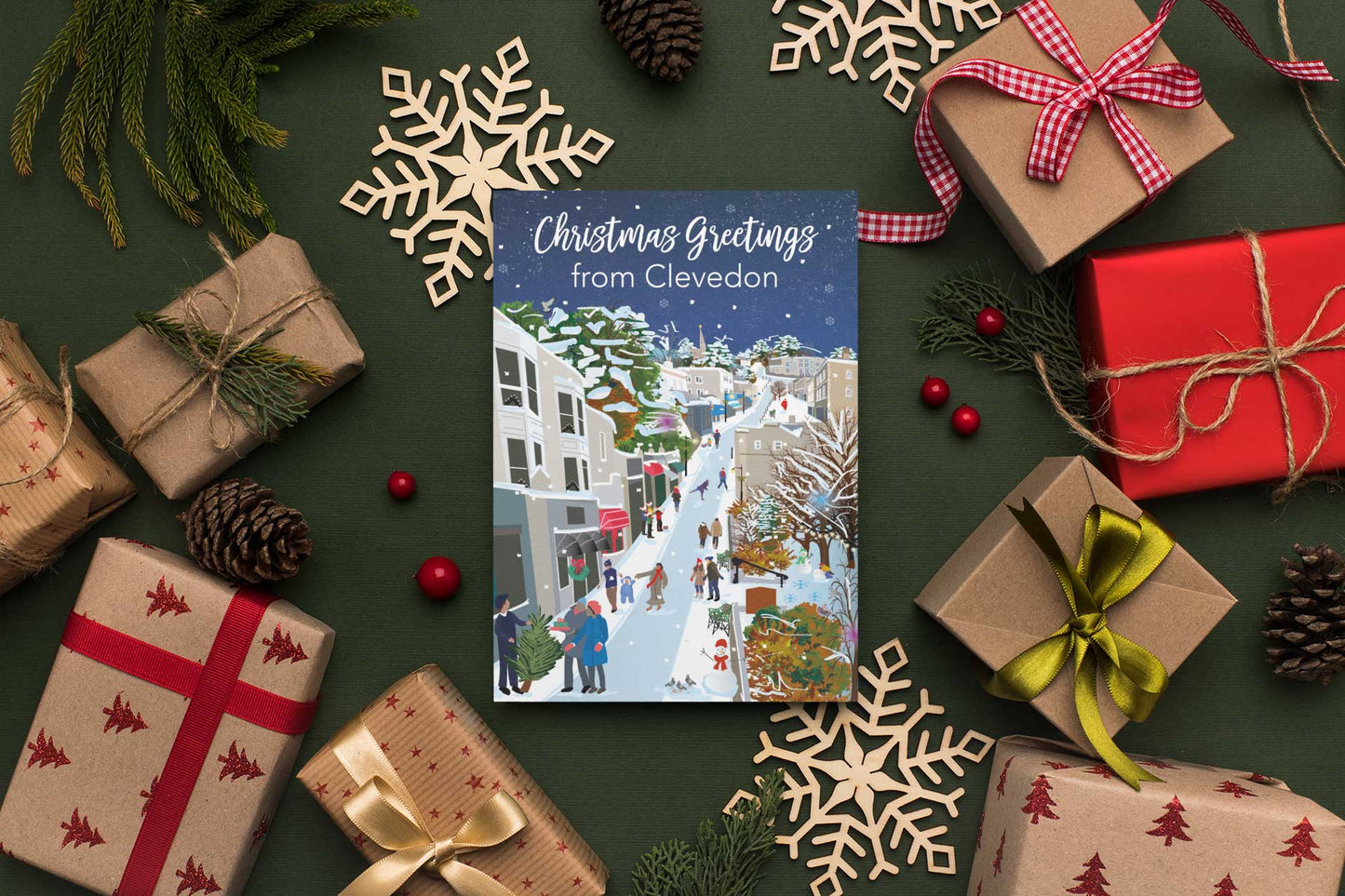 LIMITED RUN - packs of 20 cards. 4 Clevedon Christmas Card designs