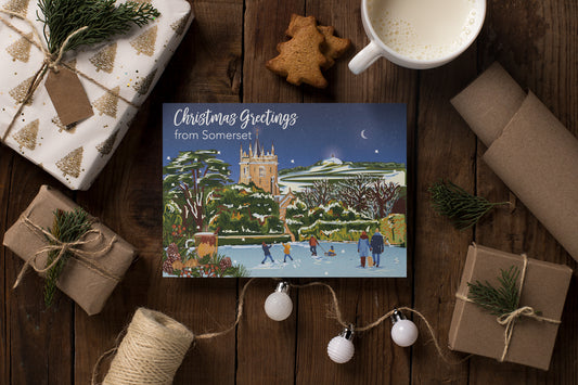 Glastonbury Tor from West Pennard at Christmas 5x7" Christmas Cards