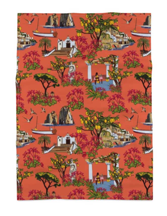 Vibrant Orange Sorrento Tea Towel
