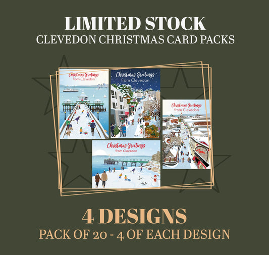 LIMITED RUN - packs of 20 cards. 4 Clevedon Christmas Card designs