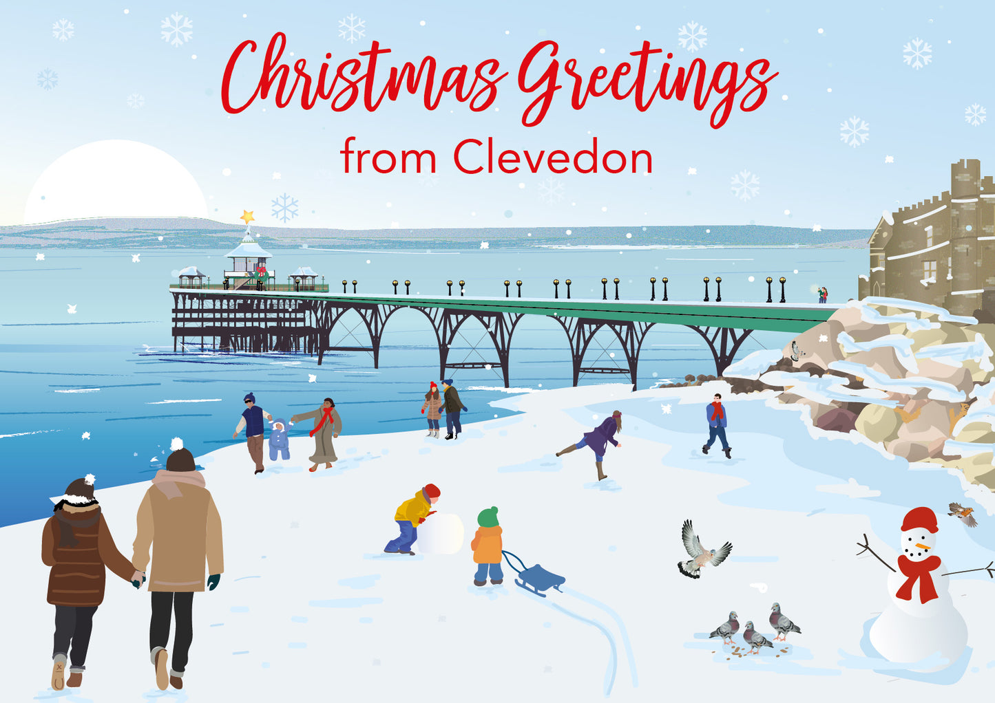 Clevedon Beach 5x7" Christmas Cards
