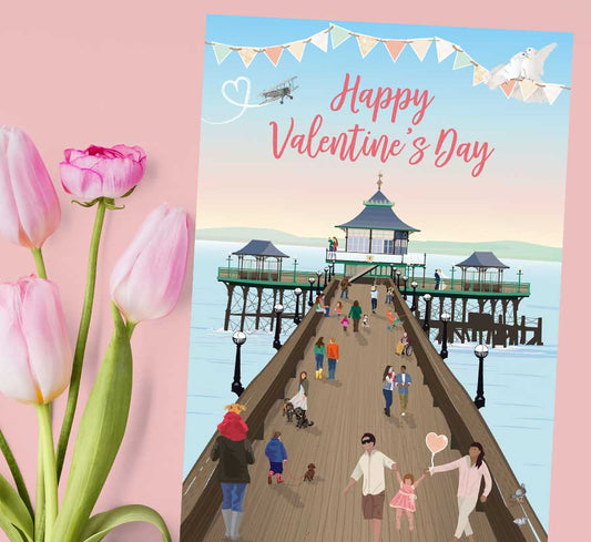 Walking along Clevedon Pier Valentine's Card