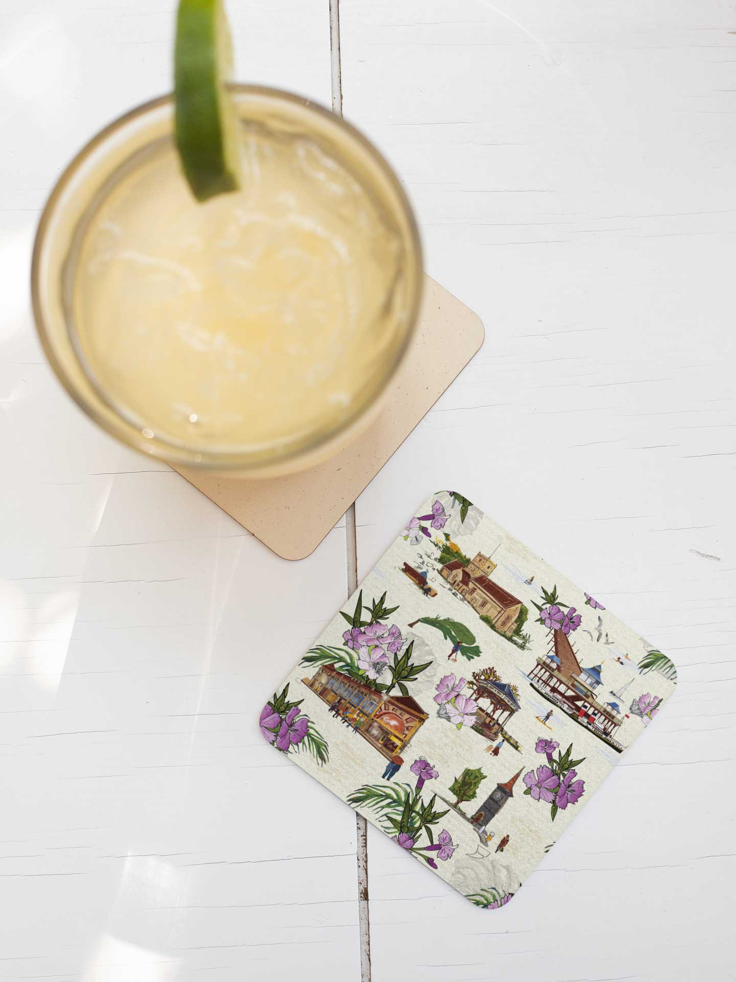 Vintage style Clevedon Illustrated Wooden Coasters