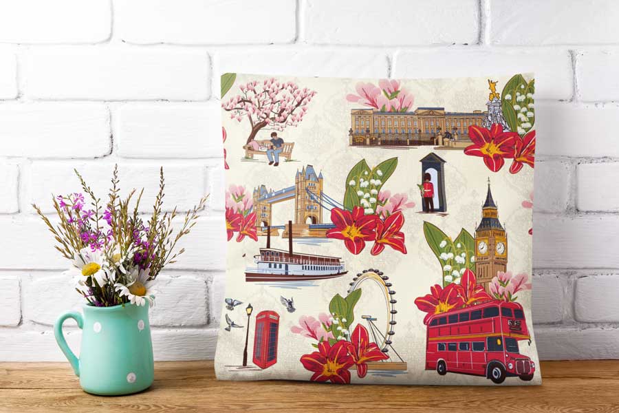 London pattern cushions