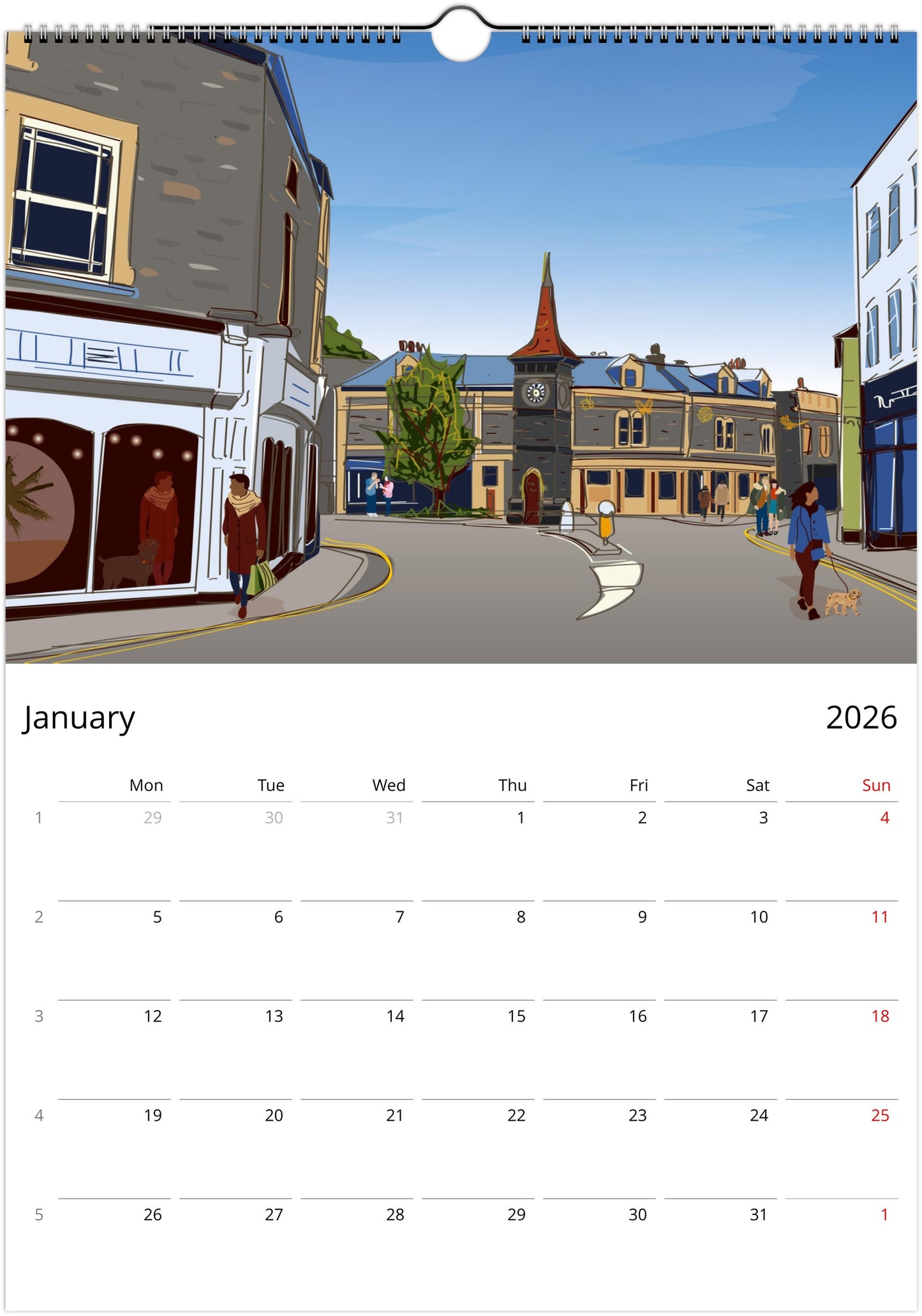Clevedon 2026 wall calendar