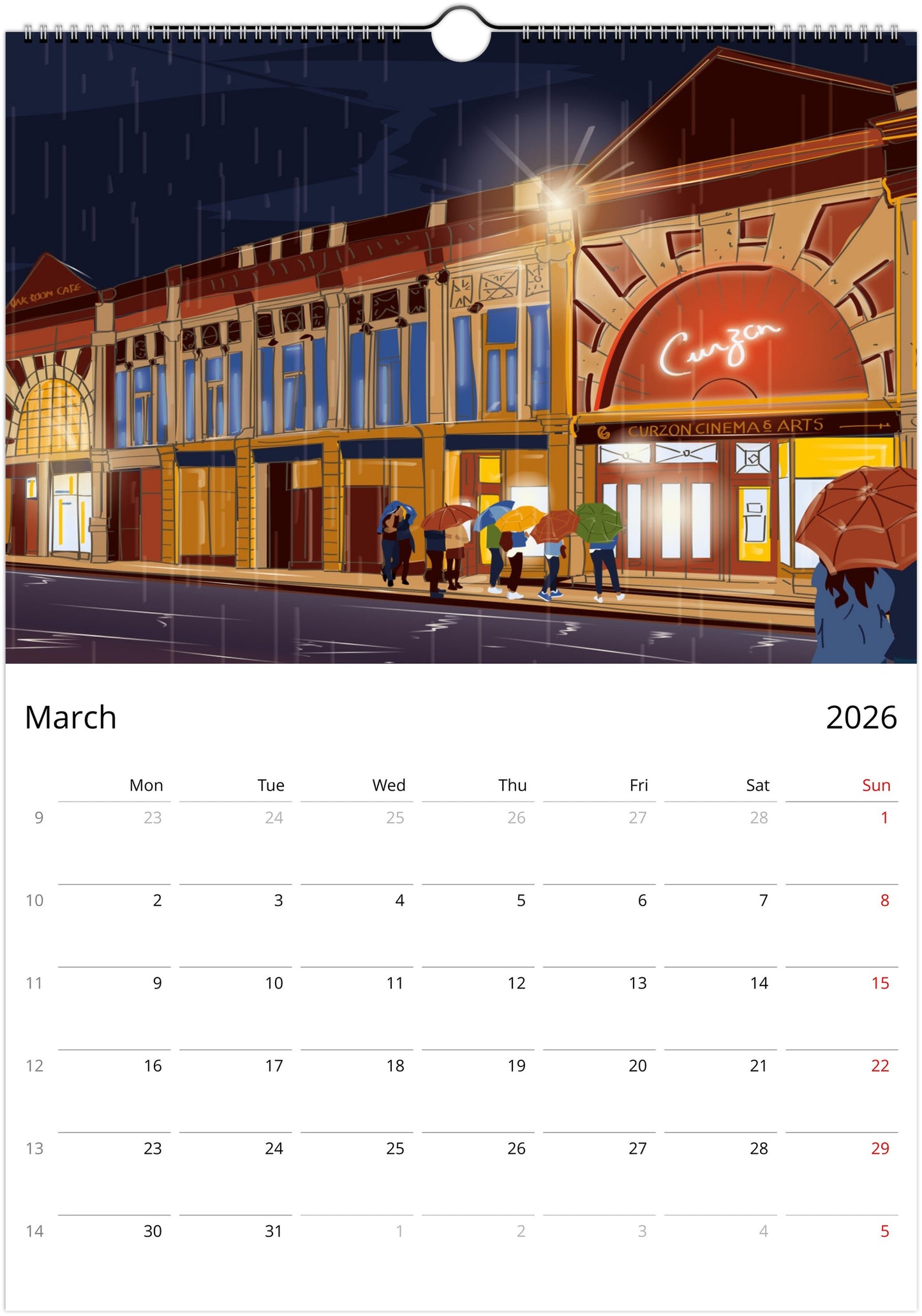 Clevedon 2026 wall calendar