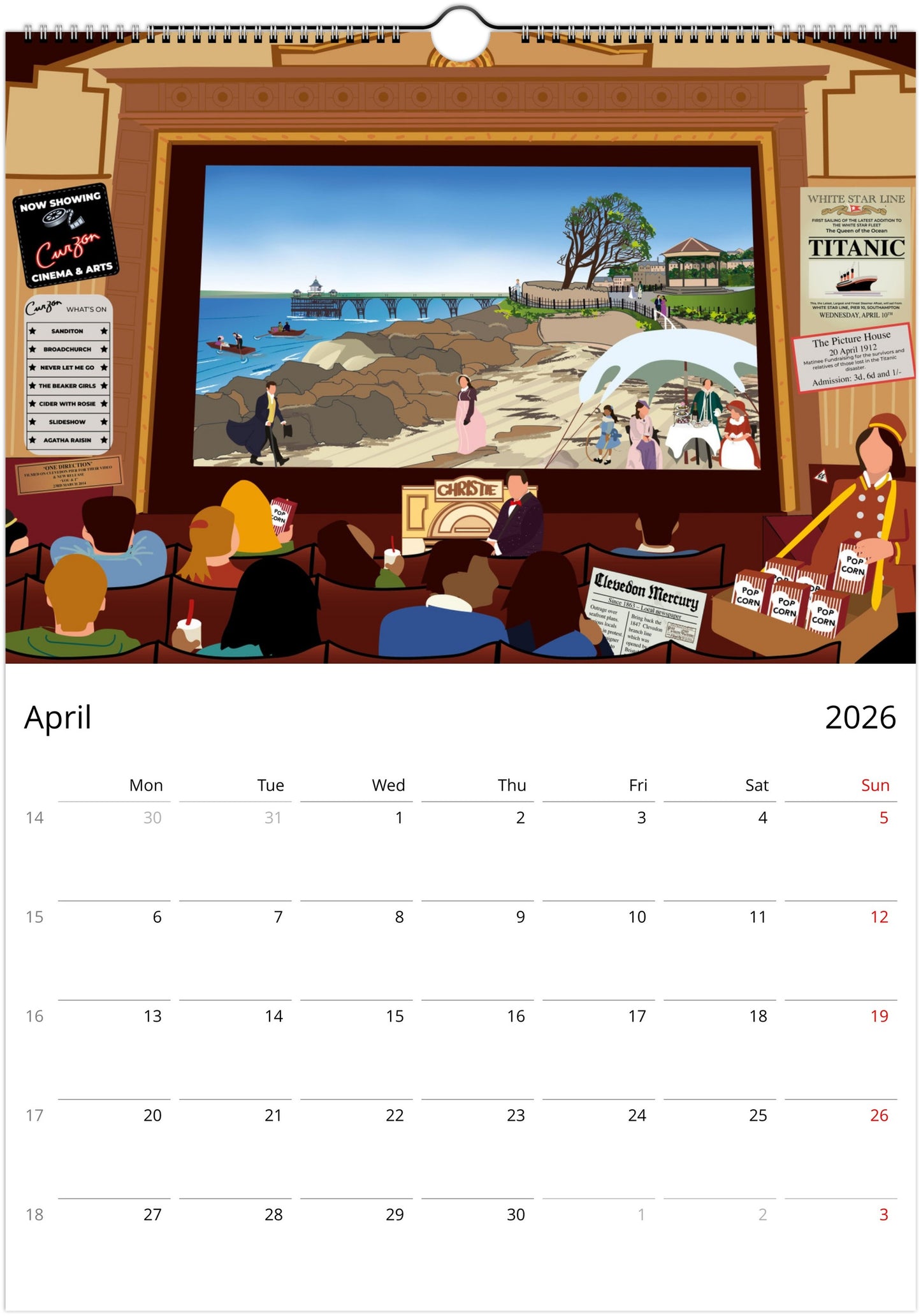 Clevedon 2026 wall calendar