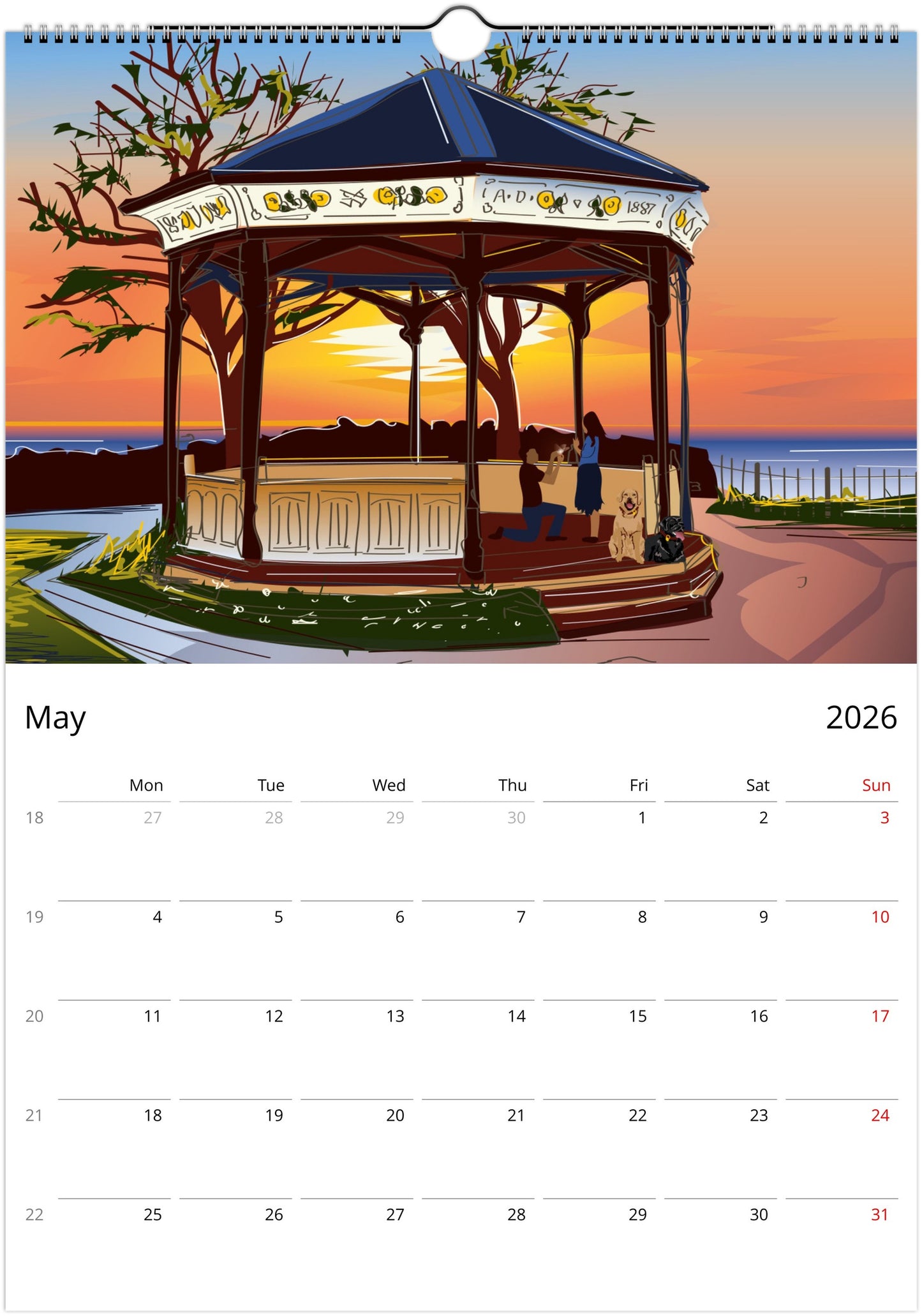 Clevedon 2026 wall calendar