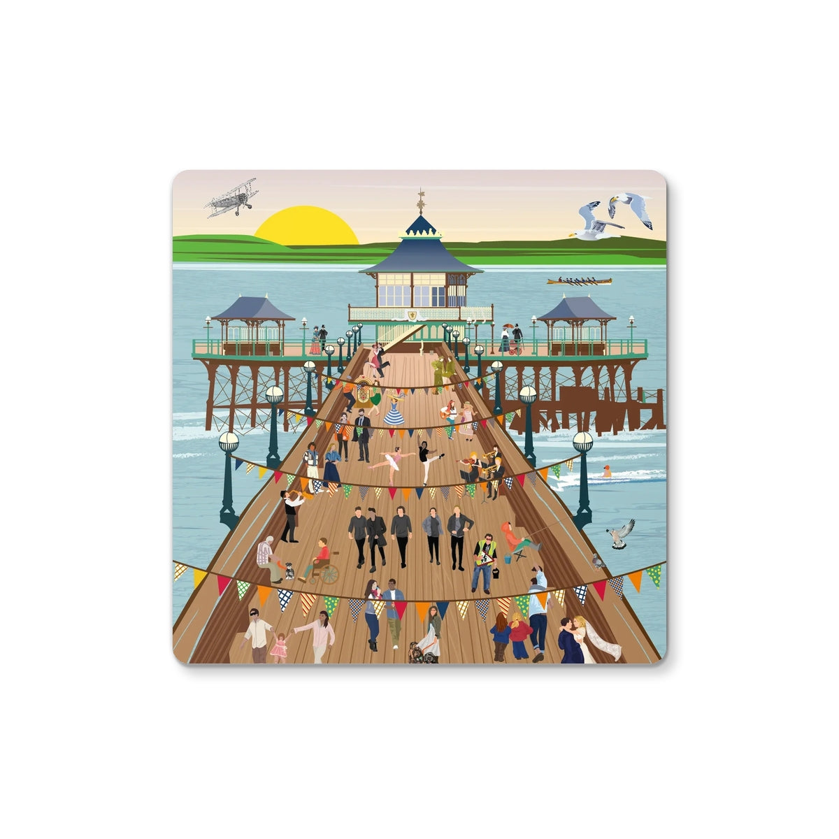 One Direction on Clevedon Pier Illustrated Wooden Coasters