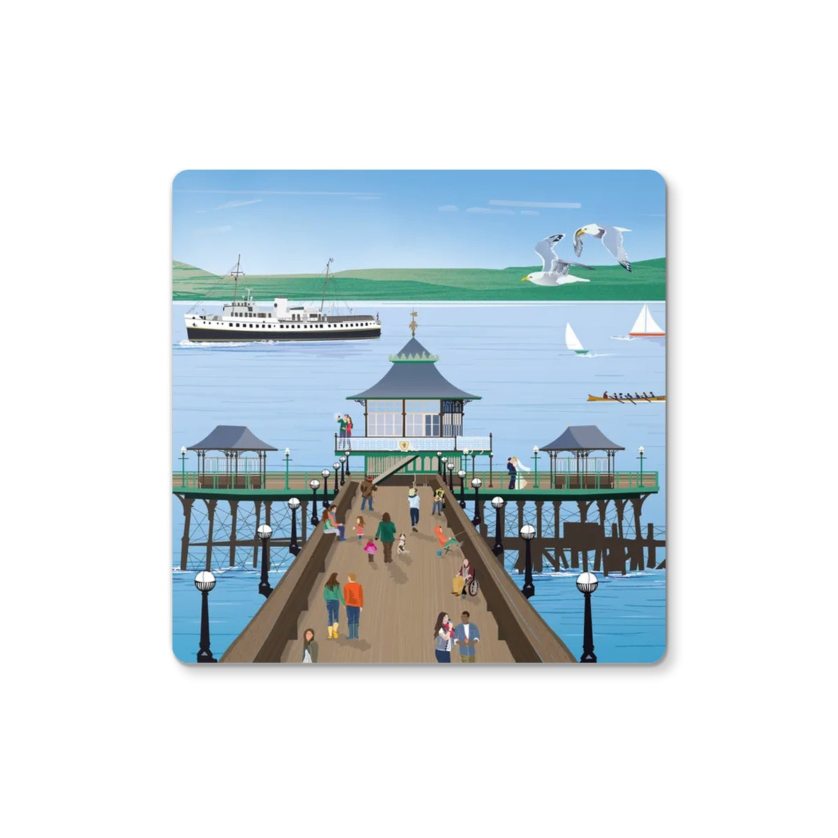Clevedon Pier Illustrated Wooden Coasters