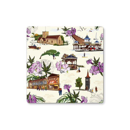 Vintage style Clevedon Illustrated Wooden Coasters