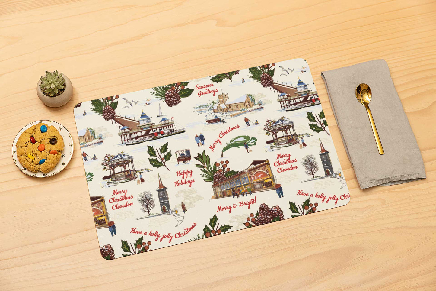 Christmas, Vintage style, Clevedon Illustrated Wooden Placemats