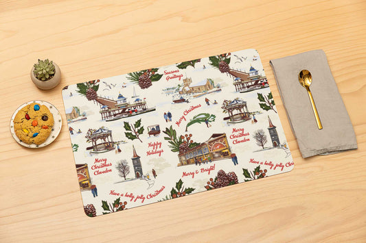 Christmas, Vintage style, Clevedon Illustrated Wooden Placemats